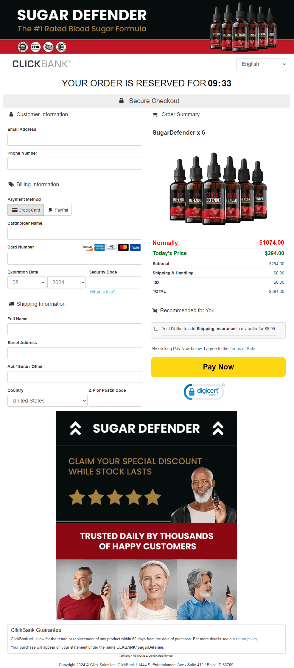 Sugar Defender Checkout